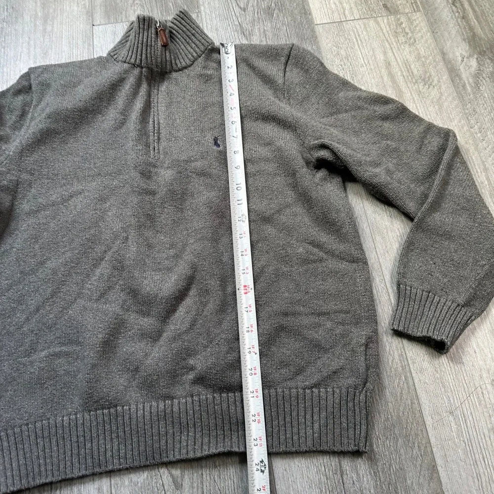 Polo Ralph Lauren Knit Gray 1/4 Zip Pullover Sweater Men's M Blue Pony